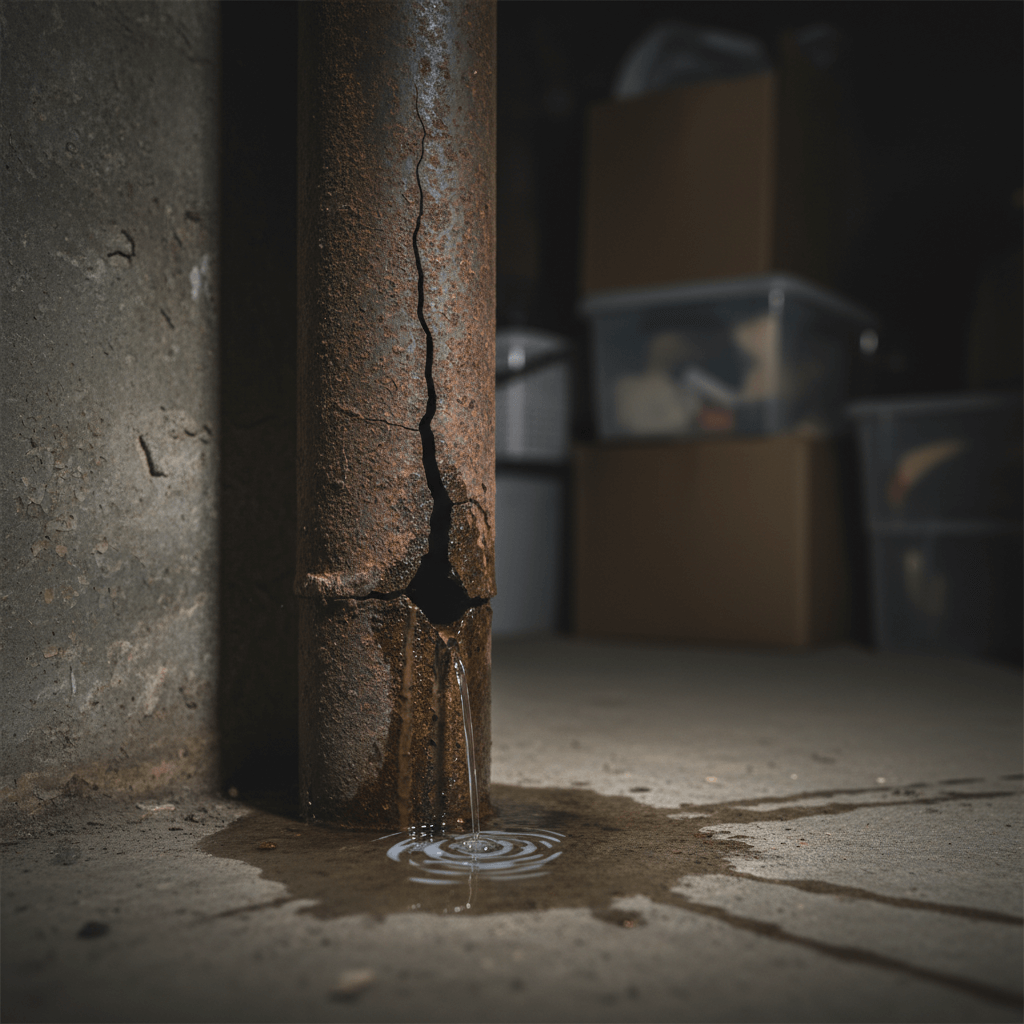 Defektes Abwasserrohr im Keller