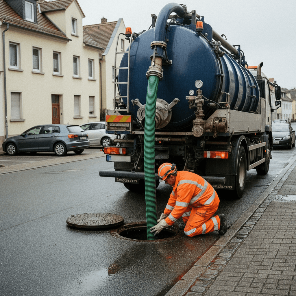 Hochdruckspülschlauch im Einsatz