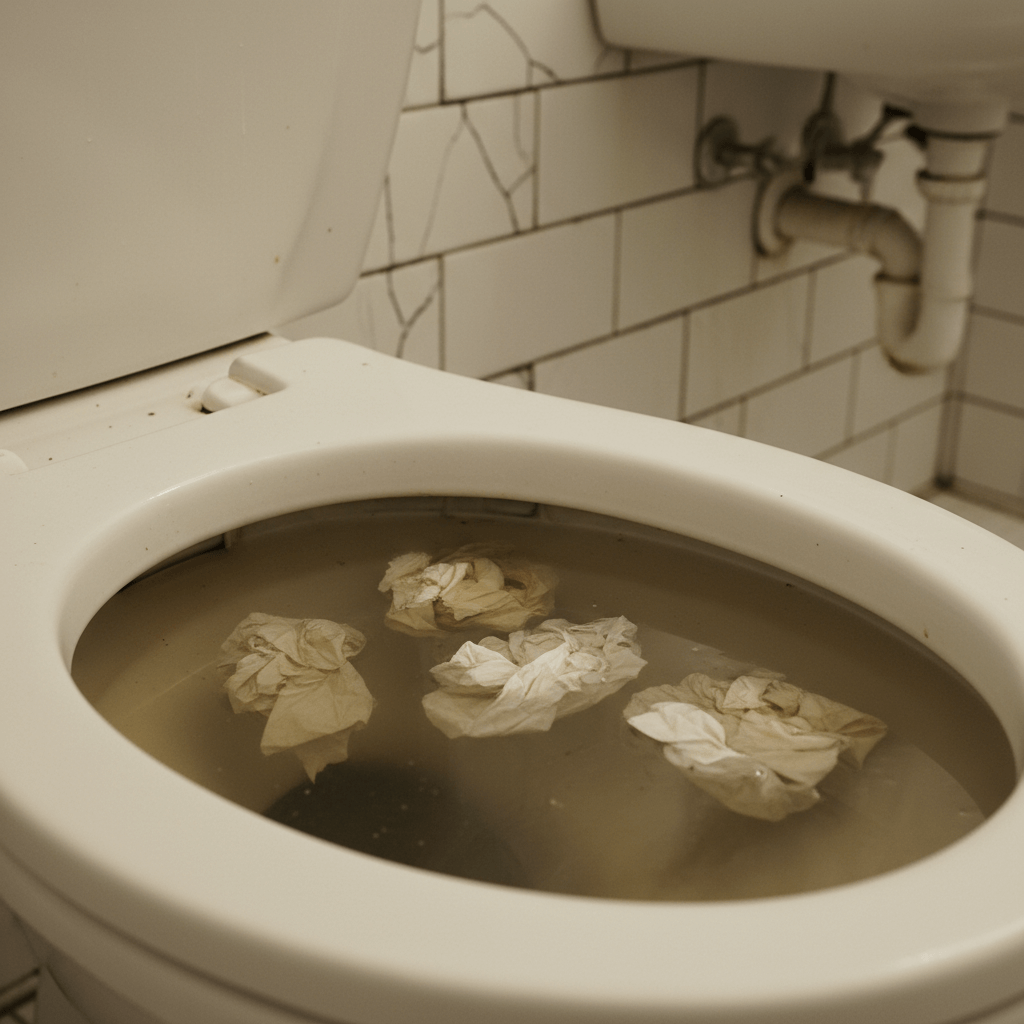 Überlaufende Toilette im Badezimmer